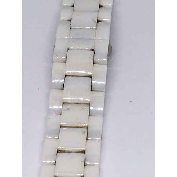 Michael Kors Ceramic Watch Bracelet Case Links Parts Band 18mm White A628 - Picture 3 of 9